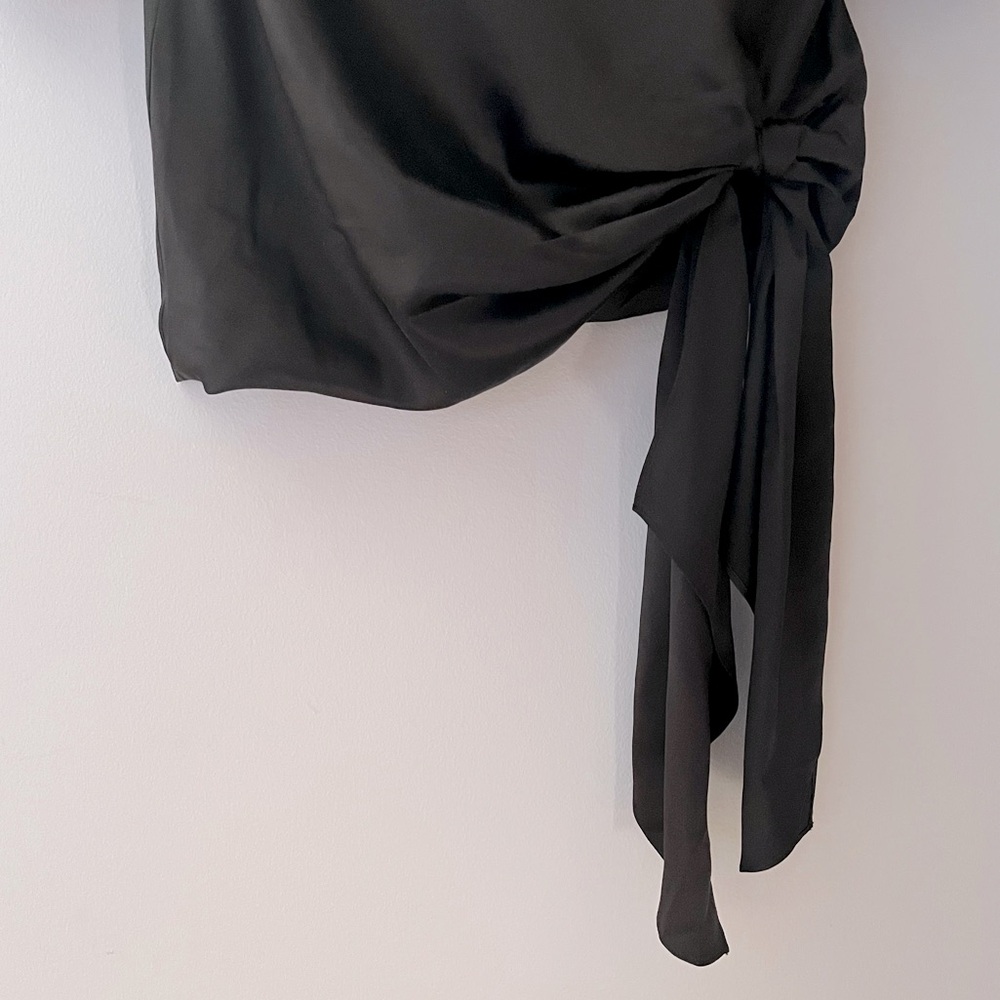 Cinq a Sept Mandy Draped Silk Dress - Black Silk - Picture 7 of 12